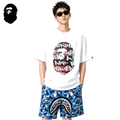 BAPE Red Stroke Camo Big Ape Head Men's T-Shirt - White