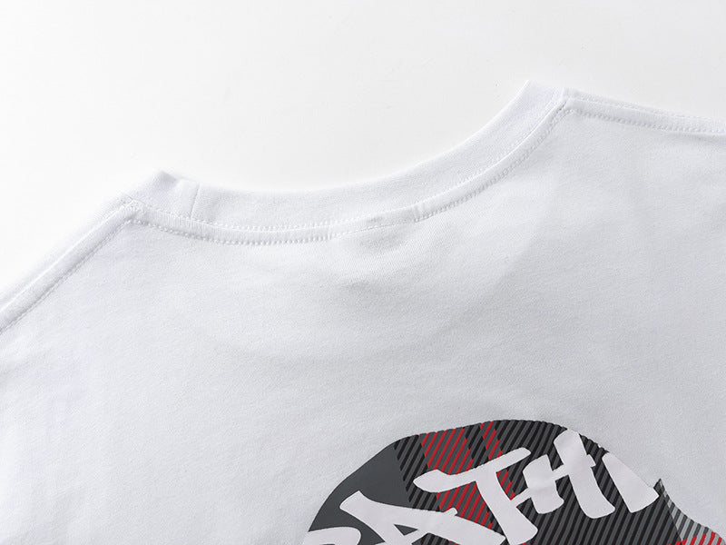 BAPE Red Stroke Camo Big Ape Head Men's T-Shirt - White