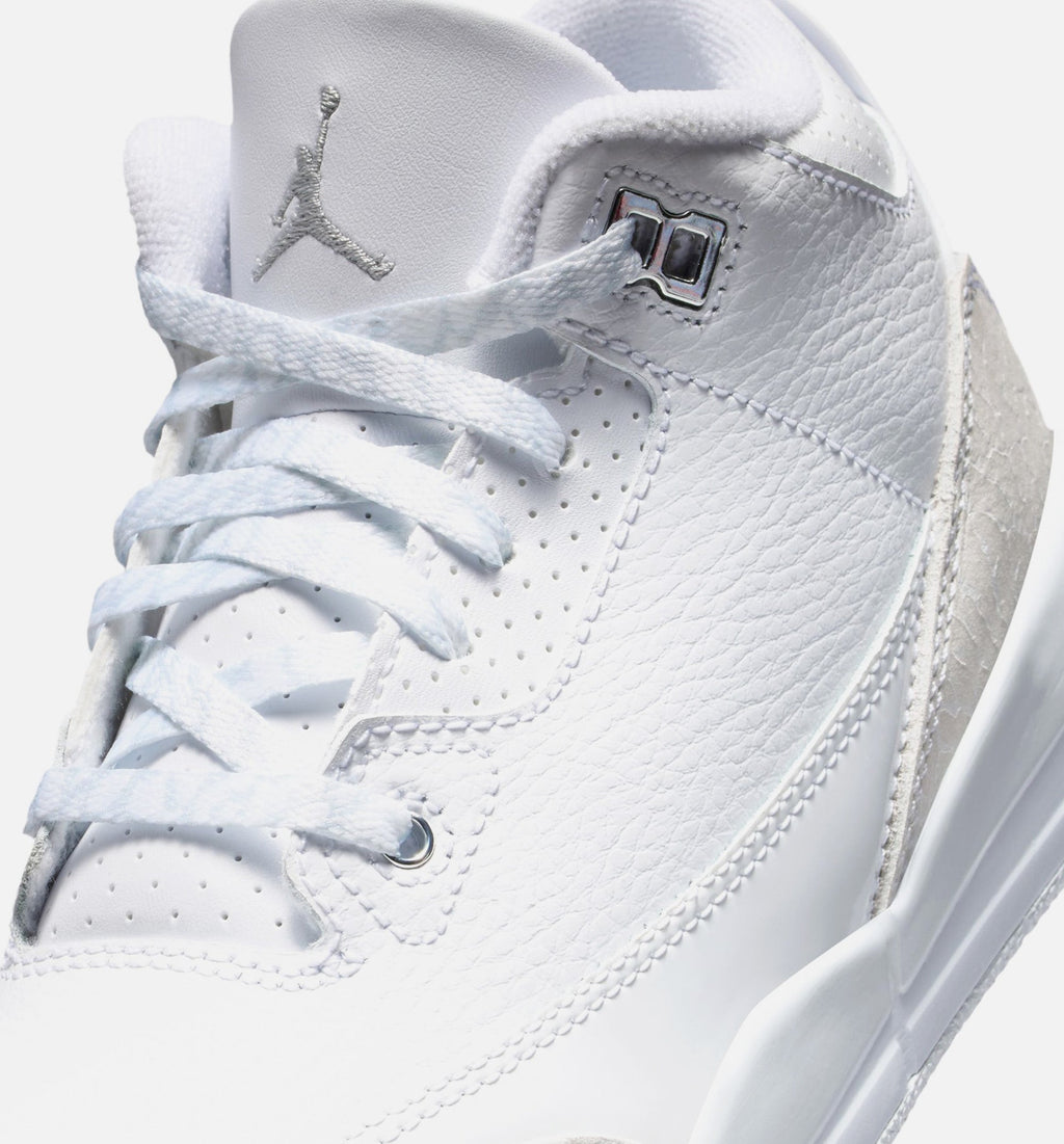 Air Jordan 3 Retro White and Silver | Preschool Lifestyle Shoe | White/Metallic Silver