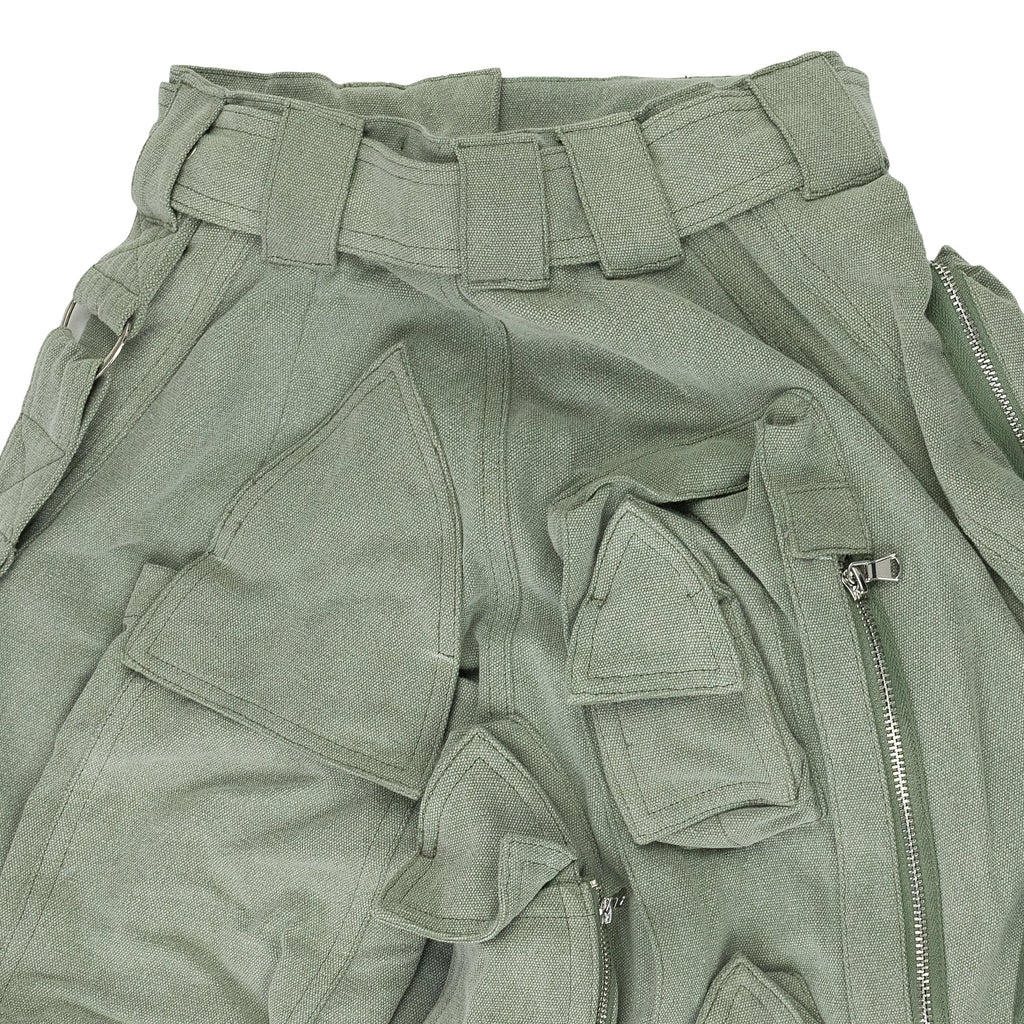 GREEN MULTI POCKET SKIRT