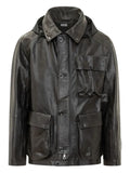 C.P. Company hooded medium leather jacket