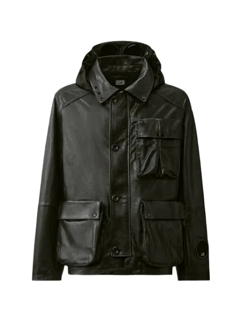 C.P. Company Goggle-detail leather jacket