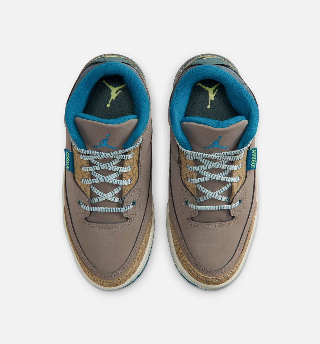 Air Jordan 3 Retro Olive Grey | Preschool Lifestyle Shoe | Olive Grey/Abyss/Khaki/Sea Glass