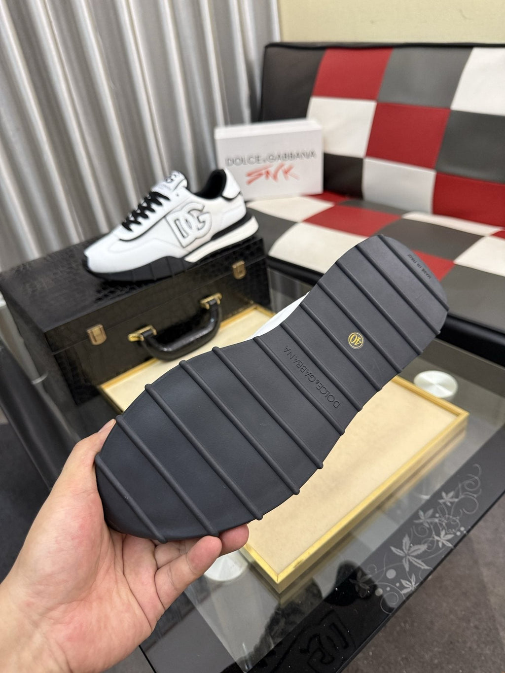 Dolce & Gabbana White and Black Segmented-Sole Sneakers