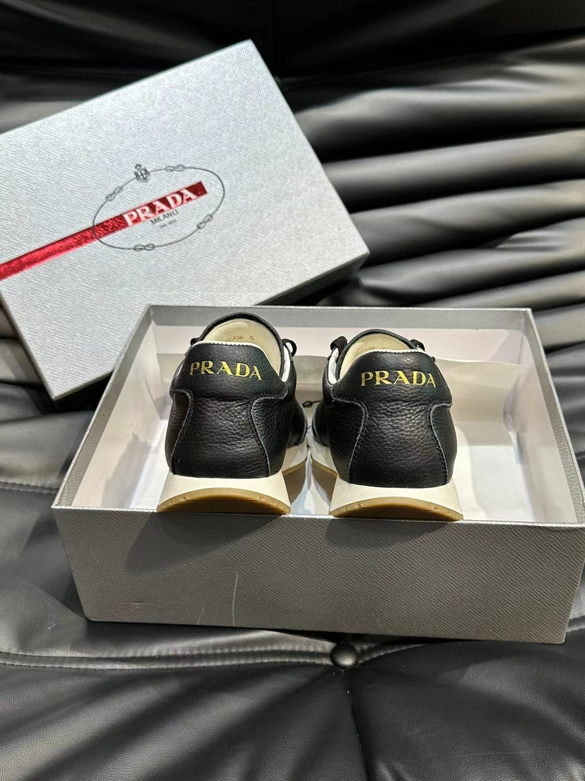 Prada Men's Black Low-Top Logo Sneakers