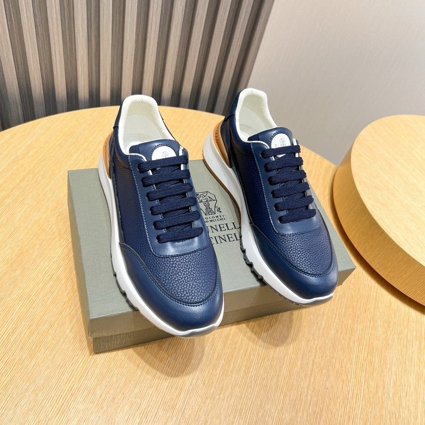 Brunello Cucinelli Men's Low-Top Lace-Up Sneakers - Rubber Outsole