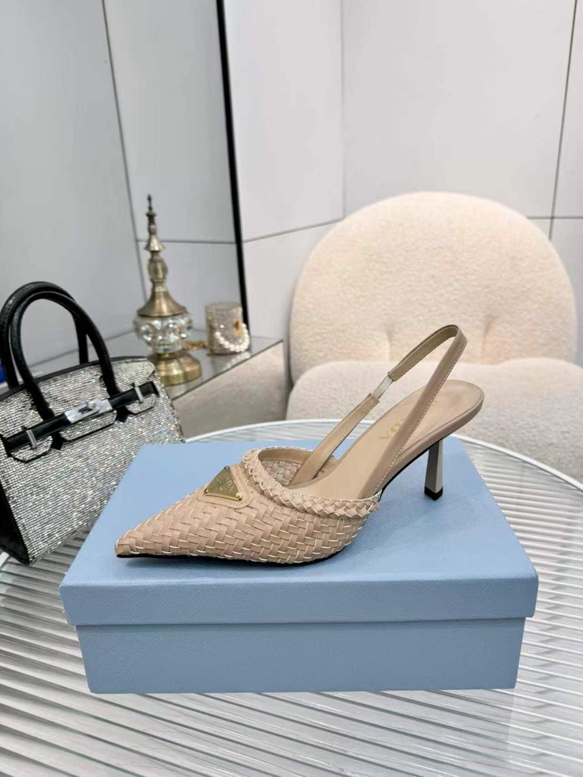 Prada Women's Woven Slingback Pumps