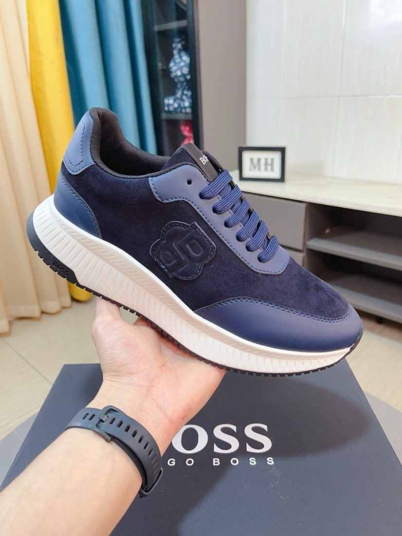 BOSS Men's Olive Green Low-Top Sneakers