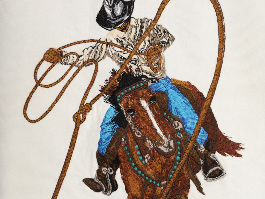 Louis Vuitton 24FW Western Cowboy Embroidered Crewneck Sweatshirt - Ivory